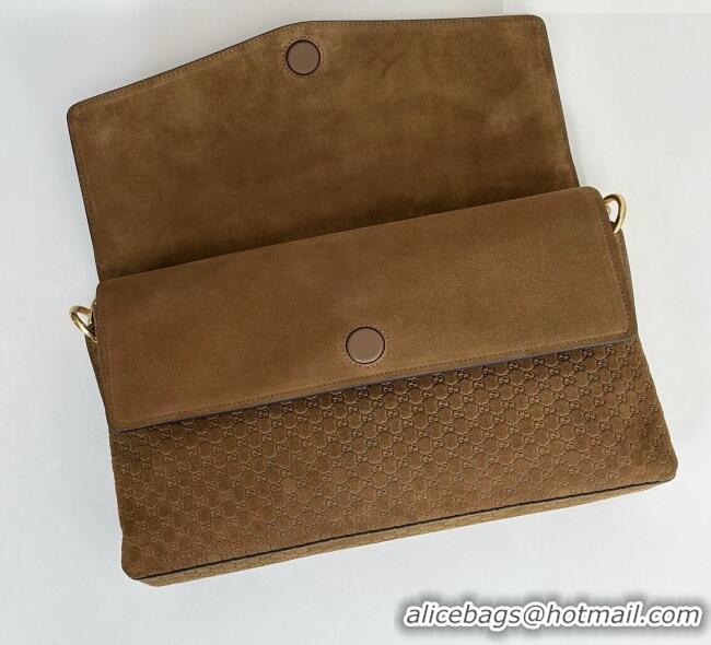 Top Grade Gucci Large shoulder bag with chain in GG Suede 857362 Brown 2026
