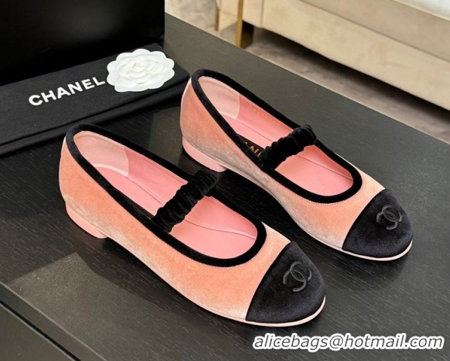 Shop Cheap Chanel Velvet Mary Janes Ballet Flats with Bow G46542 Pink 2026