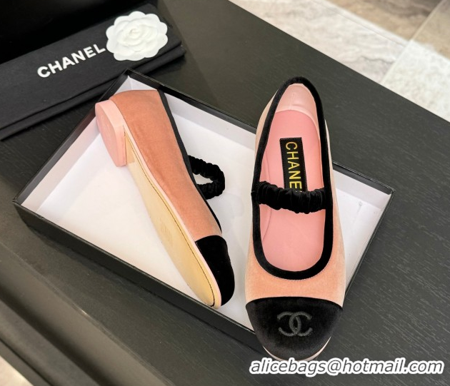 Shop Cheap Chanel Velvet Mary Janes Ballet Flats with Bow G46542 Pink 2026