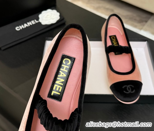 Shop Cheap Chanel Velvet Mary Janes Ballet Flats with Bow G46542 Pink 2026