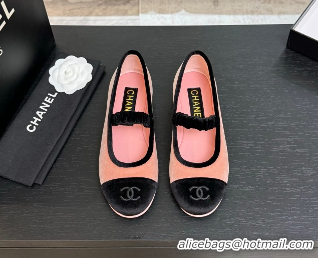 Shop Cheap Chanel Velvet Mary Janes Ballet Flats with Bow G46542 Pink 2026