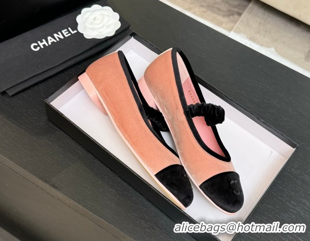 Shop Cheap Chanel Velvet Mary Janes Ballet Flats with Bow G46542 Pink 2026