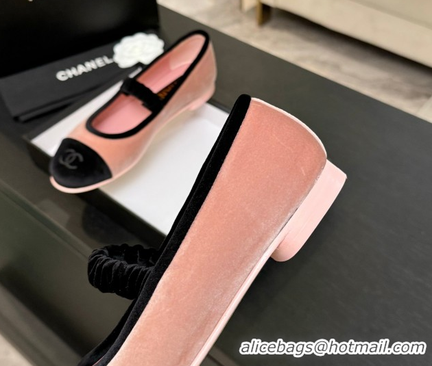 Shop Cheap Chanel Velvet Mary Janes Ballet Flats with Bow G46542 Pink 2026