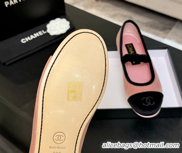 Shop Cheap Chanel Velvet Mary Janes Ballet Flats with Bow G46542 Pink 2026