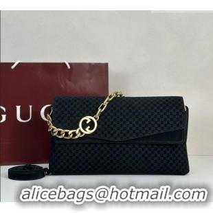 Super Quality Gucci Large shoulder bag with chain in GG Suede 857362 Black 2026