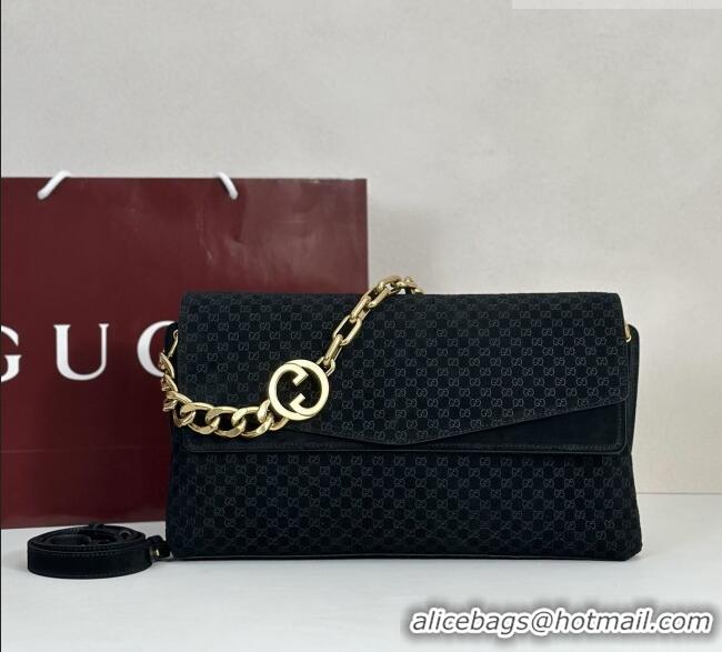 Super Quality Gucci Large shoulder bag with chain in GG Suede 857362 Black 2026