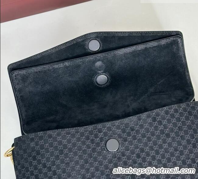 Super Quality Gucci Large shoulder bag with chain in GG Suede 857362 Black 2026