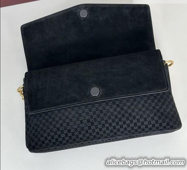 Super Quality Gucci Large shoulder bag with chain in GG Suede 857362 Black 2026