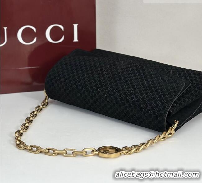 Super Quality Gucci Large shoulder bag with chain in GG Suede 857362 Black 2026