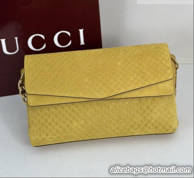 New Fashion Gucci Large shoulder bag with chain in GG Suede 857362 Yellow 2026