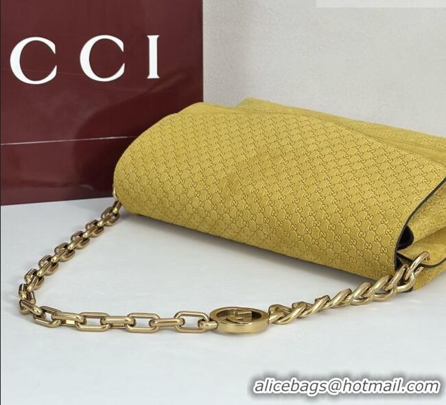 New Fashion Gucci Large shoulder bag with chain in GG Suede 857362 Yellow 2026