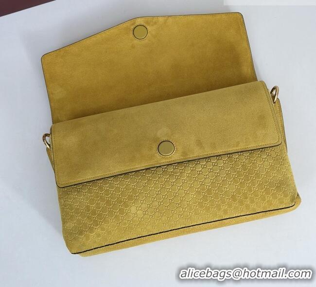 New Fashion Gucci Large shoulder bag with chain in GG Suede 857362 Yellow 2026