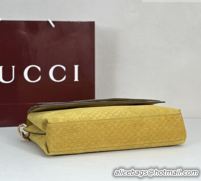 New Fashion Gucci Large shoulder bag with chain in GG Suede 857362 Yellow 2026