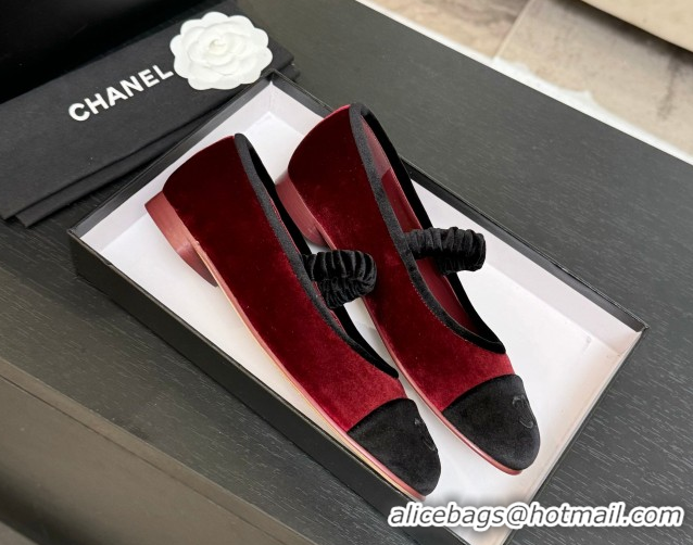 Discount Chanel Velvet Mary Janes Ballet Flats with Bow G46542 Red 2026