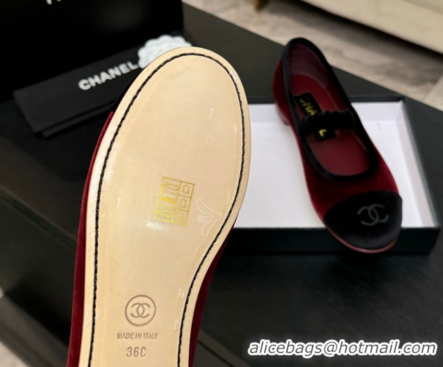 Discount Chanel Velvet Mary Janes Ballet Flats with Bow G46542 Red 2026