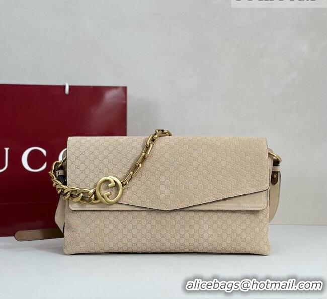 Best Price Gucci Large shoulder bag with chain in GG Suede 857362 Beige 2026