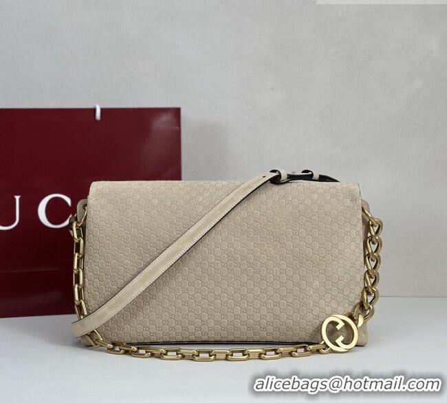 Best Price Gucci Large shoulder bag with chain in GG Suede 857362 Beige 2026