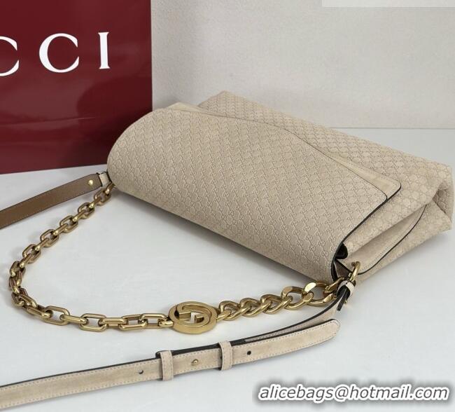 Best Price Gucci Large shoulder bag with chain in GG Suede 857362 Beige 2026