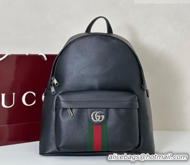 Top Quality Gucci Mens Ophidia Leather medium backpack bag 834466 Black 2025