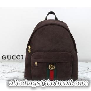 Top Quality Gucci Mens Ophidia Suede medium backpack bag 834466 Dark Brown 2026