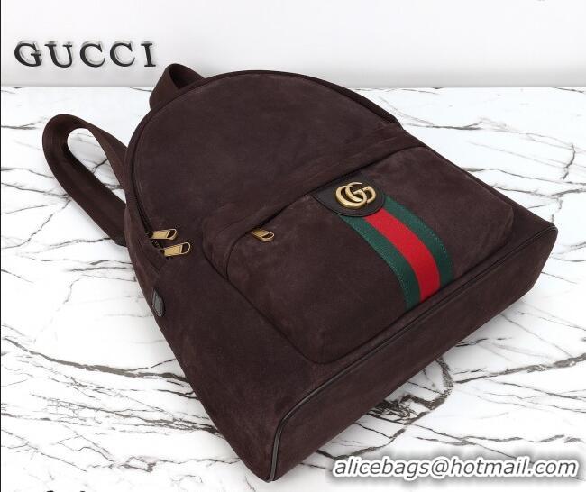 Top Quality Gucci Mens Ophidia Suede medium backpack bag 834466 Dark Brown 2026
