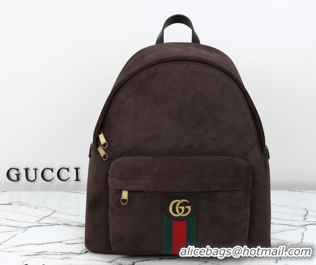 Top Quality Gucci Mens Ophidia Suede medium backpack bag 834466 Dark Brown 2026
