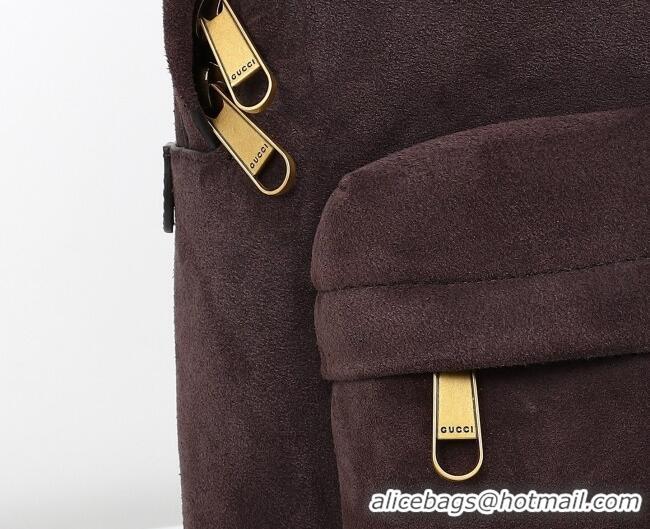Top Quality Gucci Mens Ophidia Suede medium backpack bag 834466 Dark Brown 2026