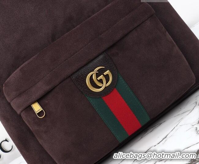 Top Quality Gucci Mens Ophidia Suede medium backpack bag 834466 Dark Brown 2026