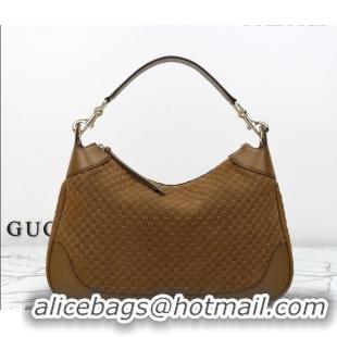 Trendy Design Gucci B medium shoulder bag in Micro GG Suede 855251 Brown 2026