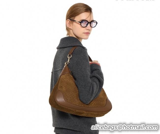 Trendy Design Gucci B medium shoulder bag in Micro GG Suede 855251 Brown 2026