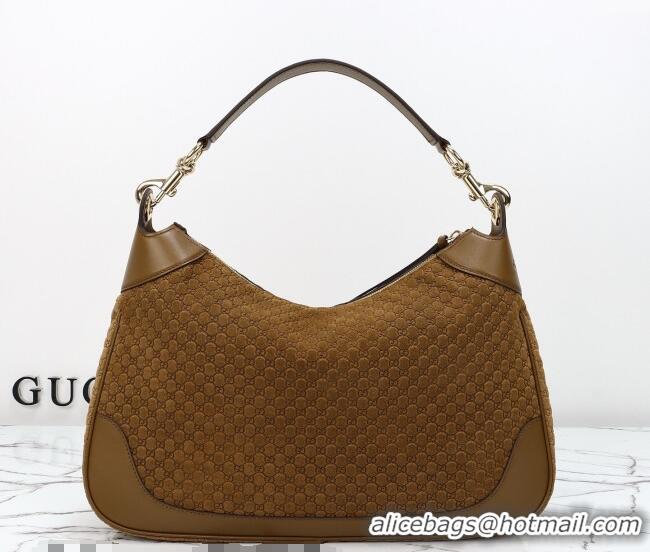 Trendy Design Gucci B medium shoulder bag in Micro GG Suede 855251 Brown 2026