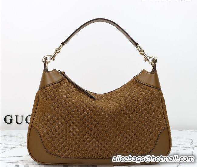 Trendy Design Gucci B medium shoulder bag in Micro GG Suede 855251 Brown 2026