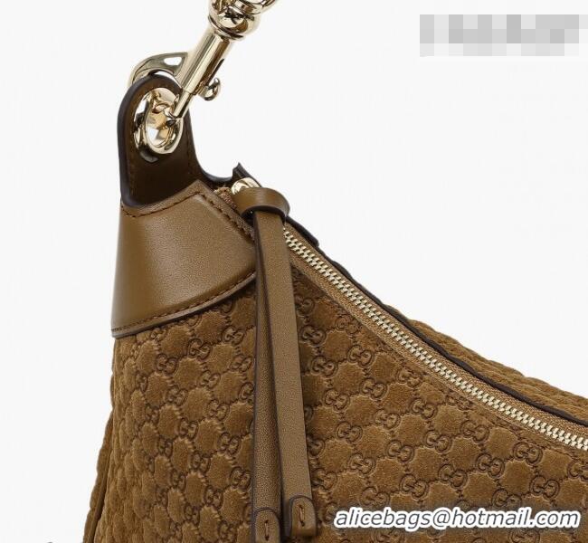 Trendy Design Gucci B medium shoulder bag in Micro GG Suede 855251 Brown 2026