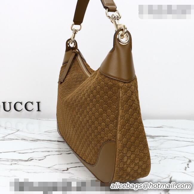 Trendy Design Gucci B medium shoulder bag in Micro GG Suede 855251 Brown 2026