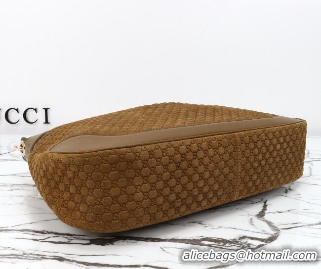 Trendy Design Gucci B medium shoulder bag in Micro GG Suede 855251 Brown 2026