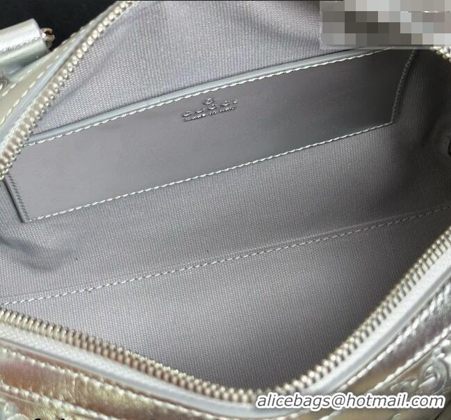 Buy Cheap Gucci GG Emblem Leather Small Boston Bag 848889 Silver 2026