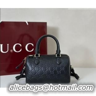 Best Price Gucci GG Emblem Leather Small Boston Bag 848889 Black 2026