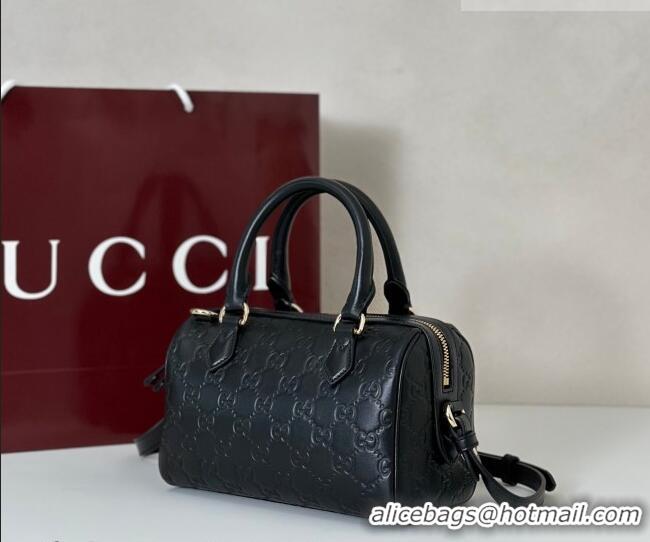 Best Price Gucci GG Emblem Leather Small Boston Bag 848889 Black 2026