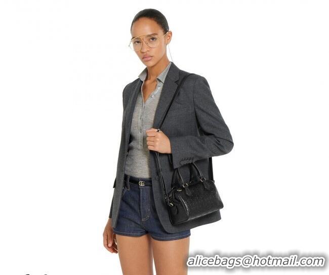 Best Price Gucci GG Emblem Leather Small Boston Bag 848889 Black 2026