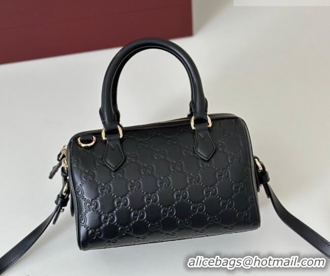 Best Price Gucci GG Emblem Leather Small Boston Bag 848889 Black 2026