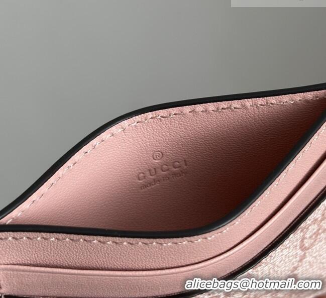 Promotional Gucci GG Canvas Emblem Card Case Wallet with Strap 819121 Light Pink 2026
