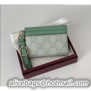 Buy Discount Gucci GG Canvas Emblem Card Case Wallet with Strap 819121 Green 2026