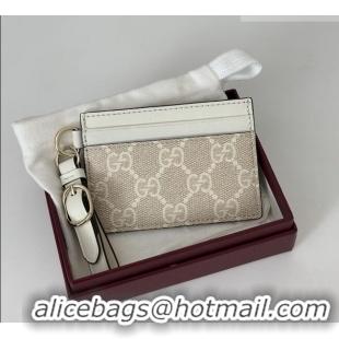 Unique Grade Gucci GG Canvas Emblem Card Case Wallet with Strap 819121 White 2026