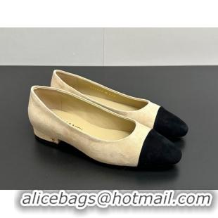 Purchase Chanel Suede Slingbacks Flat CH122405 Beige/Black 2026
