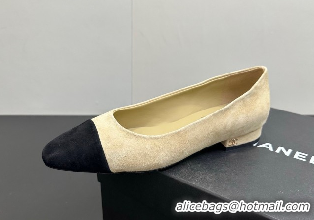 Purchase Chanel Suede Slingbacks Flat CH122405 Beige/Black 2026
