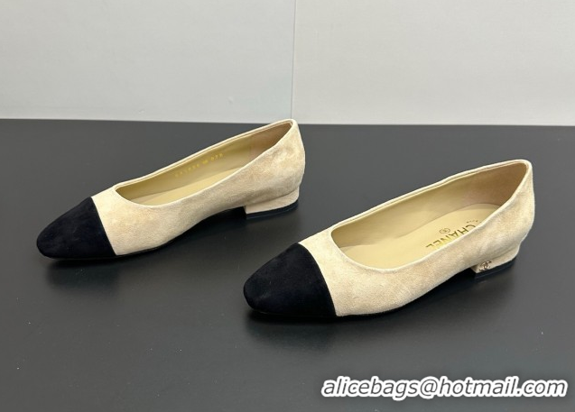 Purchase Chanel Suede Slingbacks Flat CH122405 Beige/Black 2026