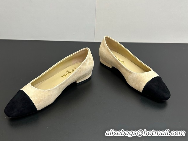 Purchase Chanel Suede Slingbacks Flat CH122405 Beige/Black 2026