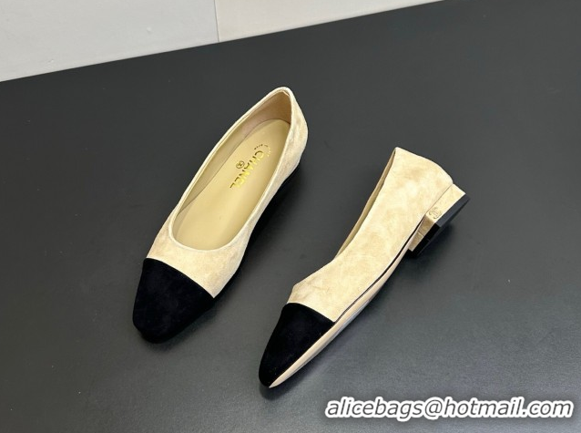 Purchase Chanel Suede Slingbacks Flat CH122405 Beige/Black 2026