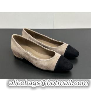 Shop Duplicate Chanel Suede Slingbacks Flat CH122405 Grey/Black 2026