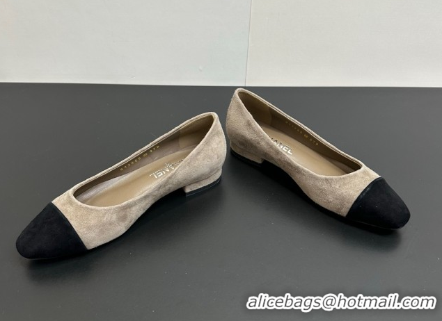 Shop Duplicate Chanel Suede Slingbacks Flat CH122405 Grey/Black 2026